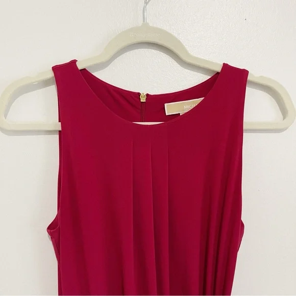 Michael Kors Cranberry Colored Jersey Ruched Sleeveless Dress Women’s Size Small - Picture 3 of 7